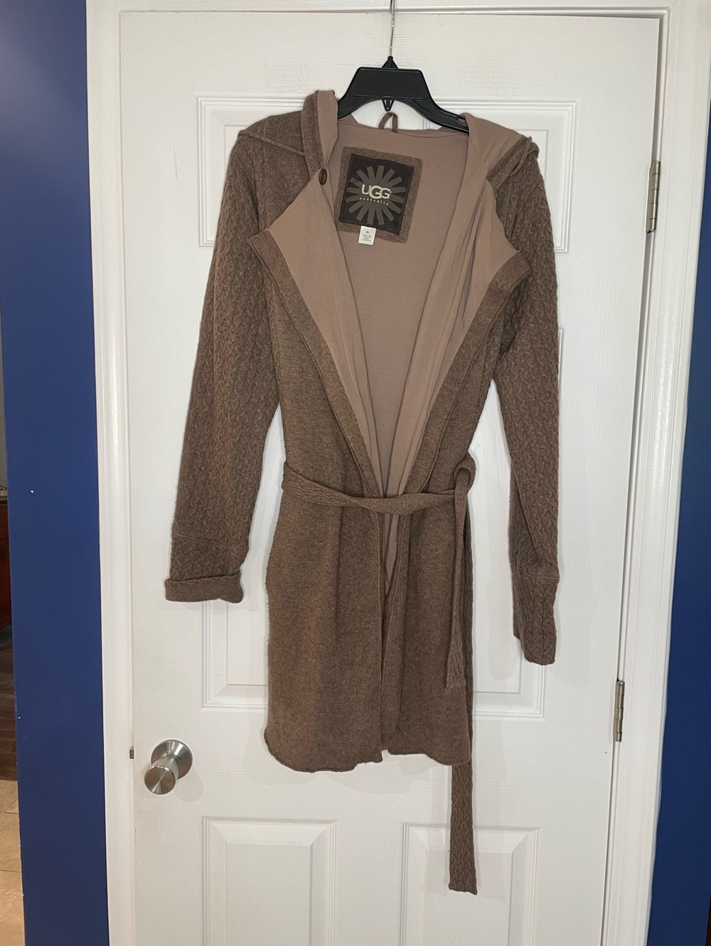 UGG brown open front belted robe - XL